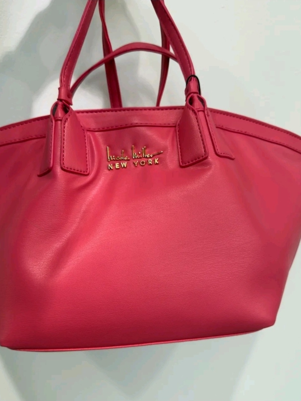 Nicole Miller NY Fuchsia Leather Tote with Gold Logo